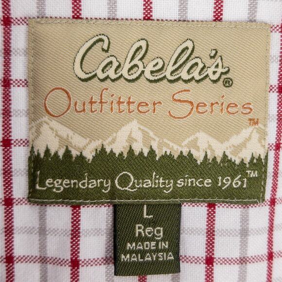 Cabela’s Men’s Large – Red Gray Tattersall Country Outdoor Short Sleeve Shirt - Picture 3 of 13